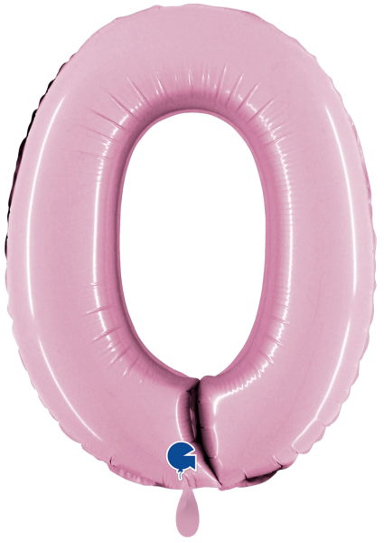 Folienballon - Zahl 0: Pastellrosa - ø 102cm